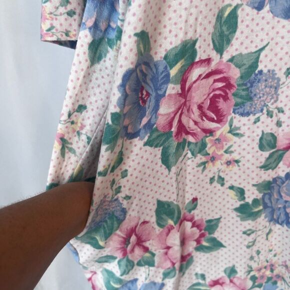 Cachet VTG Made In USA White Floral Night Dress Nightgown Cotton Blend Medium - Picture 6 of 9